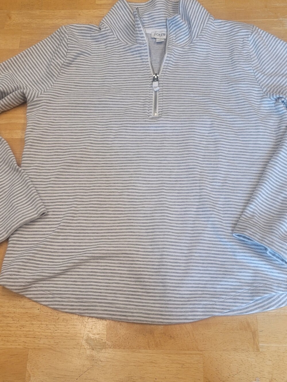 J. Crew Factory Gray White Striped Quarter Zip Women's Medium